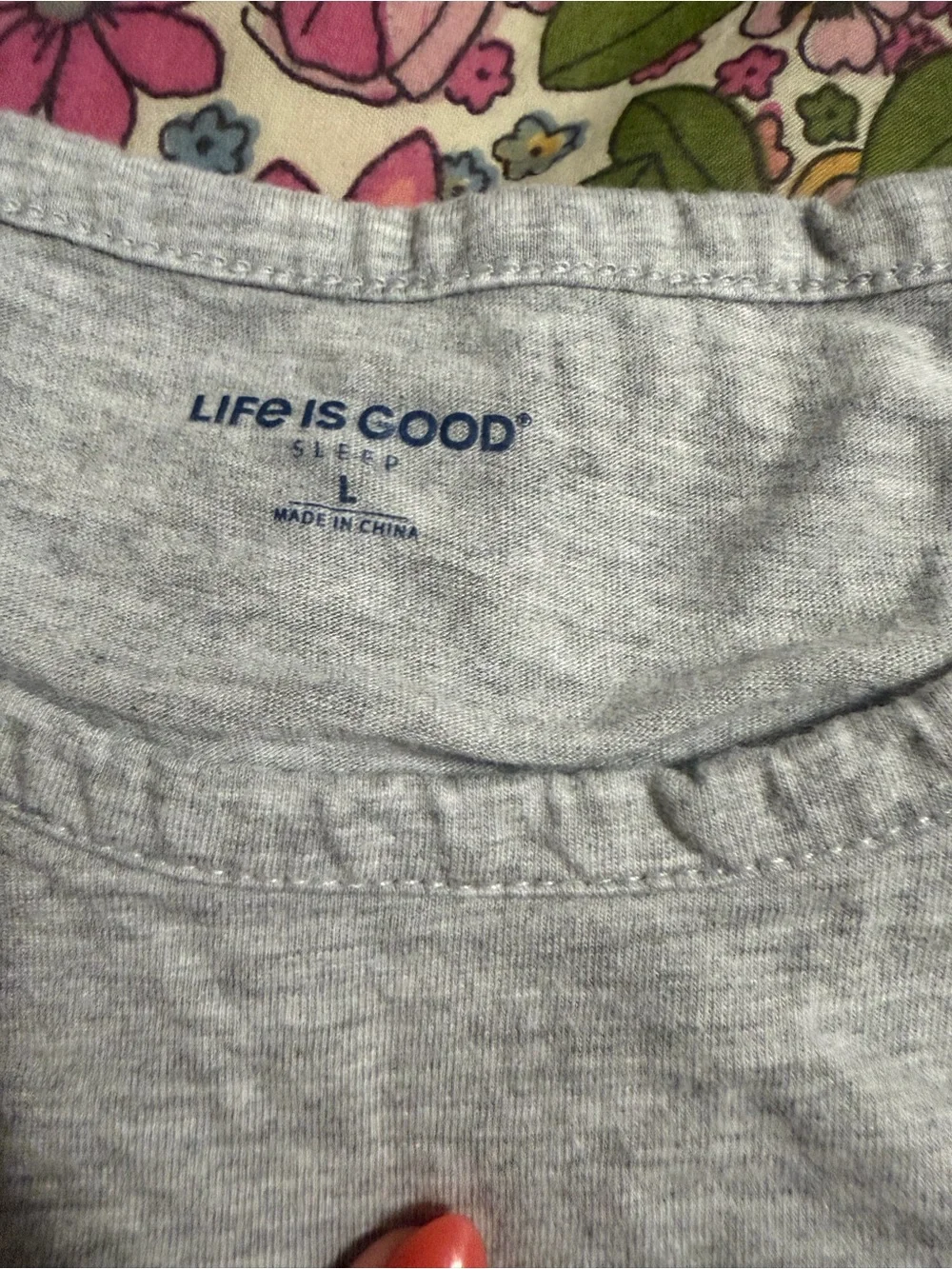 Life Is Good Light Gray Tee with Pink Flip-Flop Graphic & Pink-Striped Shorts